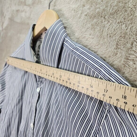Ted Baker Archive Dress Shirt Blue White Striped Long Sleeve Men's Size 16.5 - Picture 7 of 10